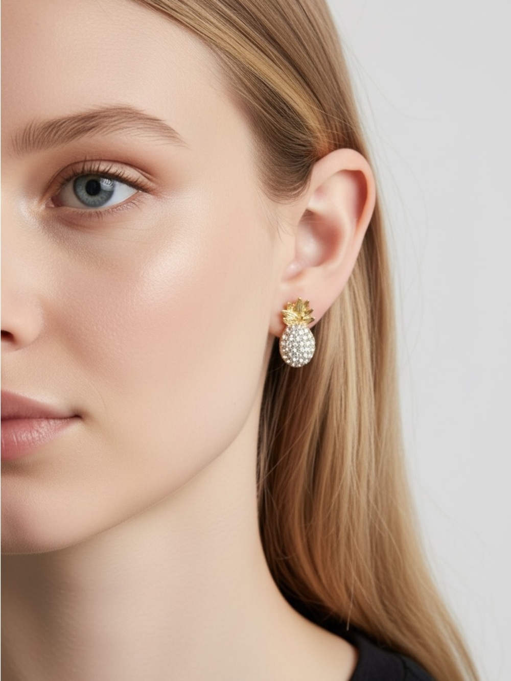 9/17 Gold & Crystal Pineapple Stud Earrings - Women Jewelry